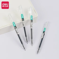 Deli 4pcs 0.5mm Black Ink Quick-drying Gel Pen School Student Supplies Office Supplies Signing Pen Office Pen Stationery