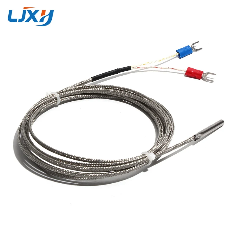 LJXH K/E Type Thermocouple Stainless Steel Rigid Tube Temperature Sensor Probe 4*30 Cable Length 1M/1.5M/2M