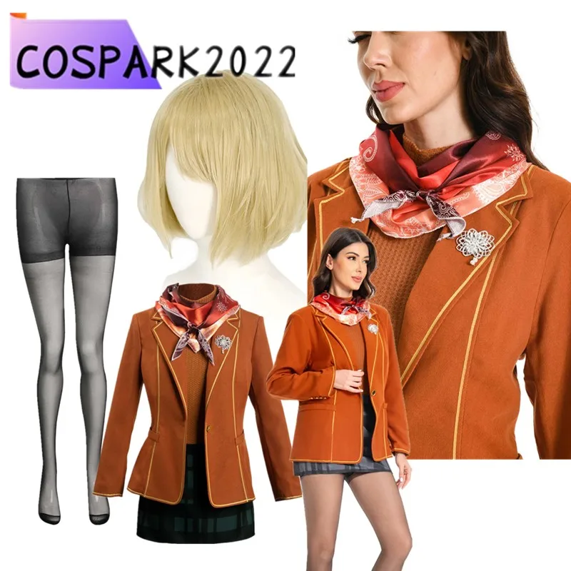 

Костюм для косплея Эшли Грэм: униформа, парик, шарф, брошь, костюм для женщин по мотивам Evil 4 Remake, наряды для Хэллоуина, карнавала, вечеринки