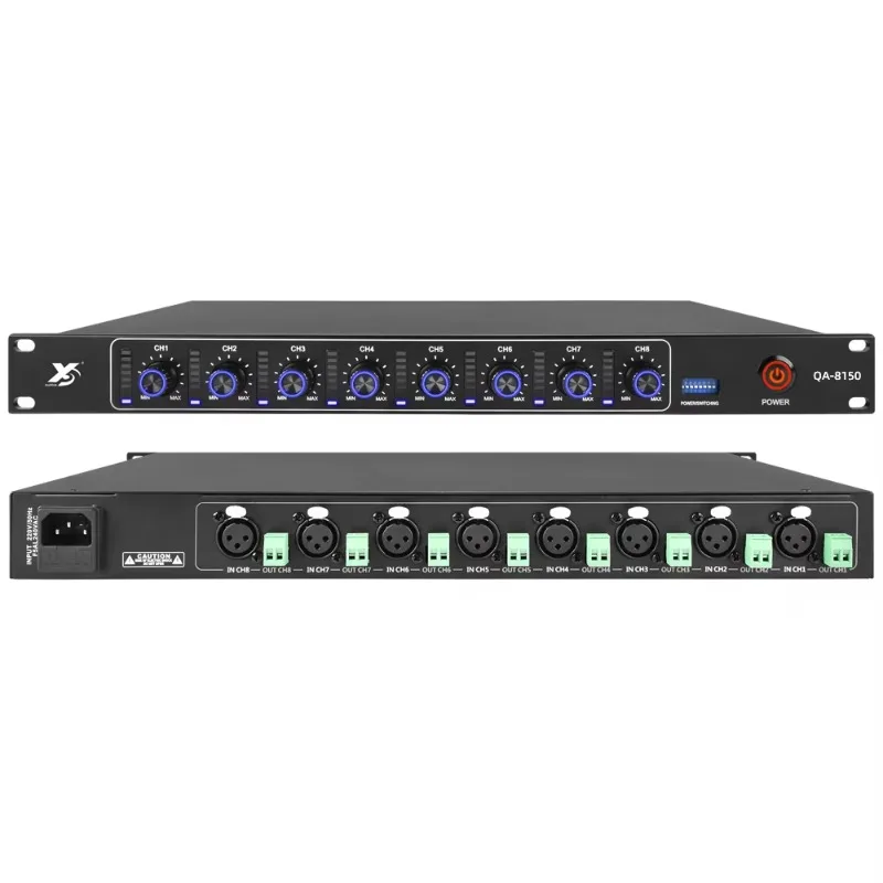 150W*8 RMS Professional Class D Power Amplifier 1U Size Sound Audio LED Amplifier