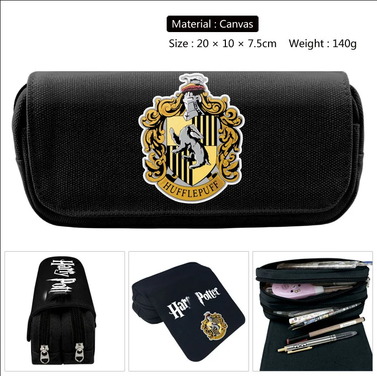Harri Magic Academy Anime Stationery Box Triangle Hallows Students Simple Zipper Double layers Pencil Case Action figure toys