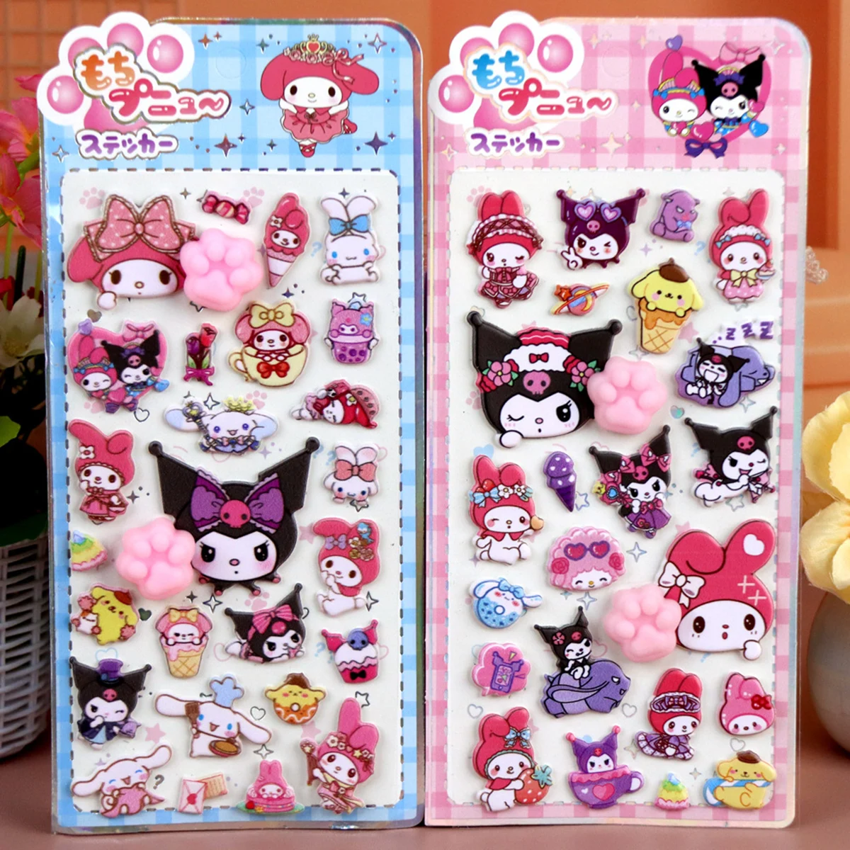 Sanrio doux pincé heureux doux mignon chat griffe décompression autocollant bulle autocollant coque de téléphone décoration autocollant