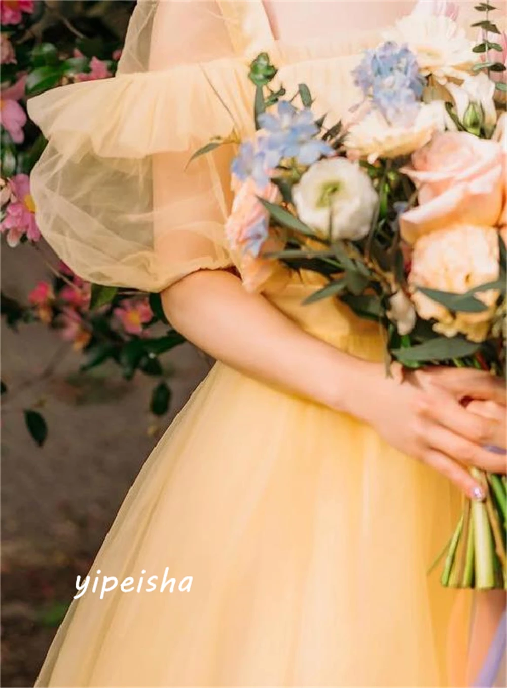 Vestido de noche de Organza con hombros descubiertos, exquisito vestido de baile de alta calidad, faldas hasta el suelo, fiesta de boda, Corea