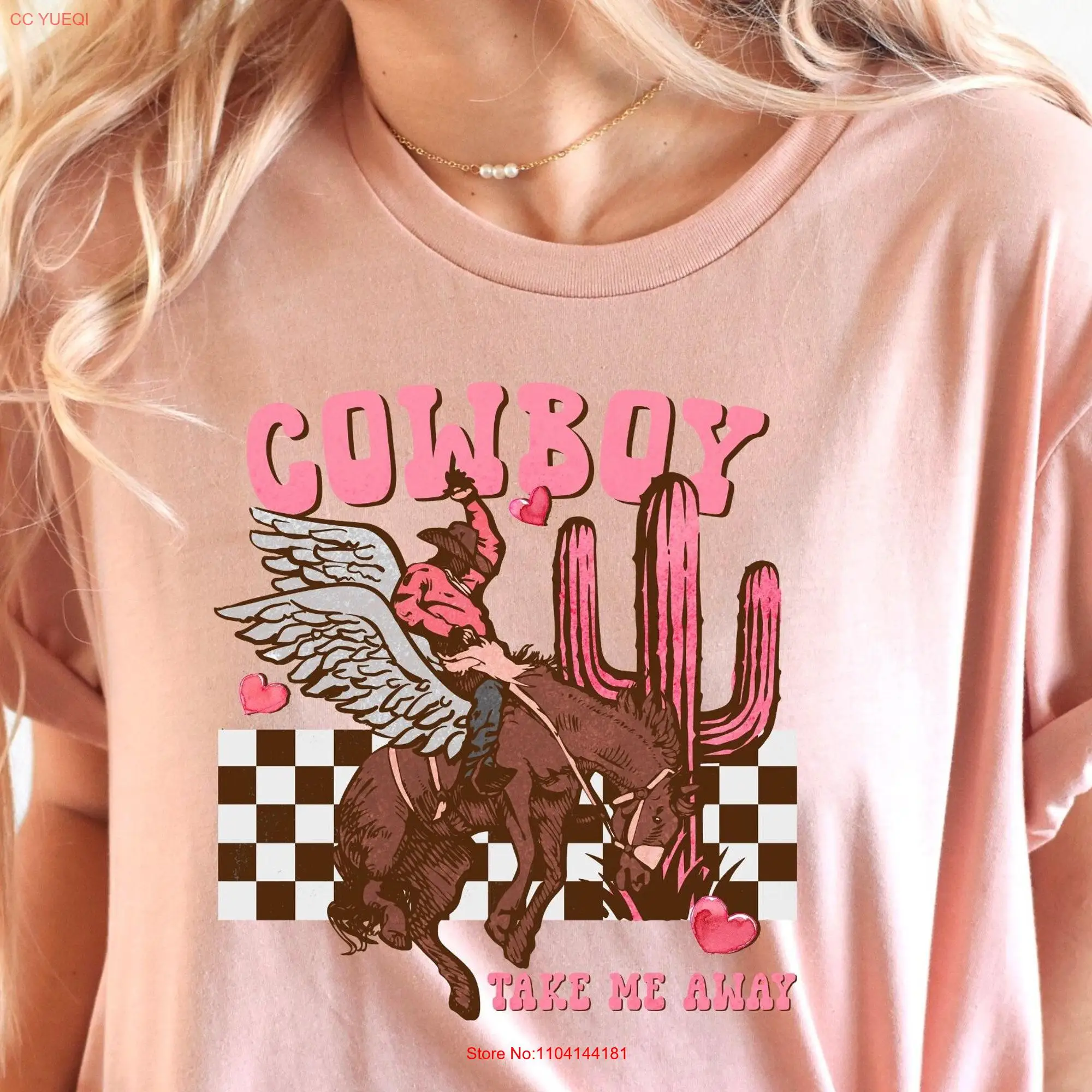 Cowboy Valentines Day T Shirt Valentine's Outfit Love HearT s Western long or short sleeves