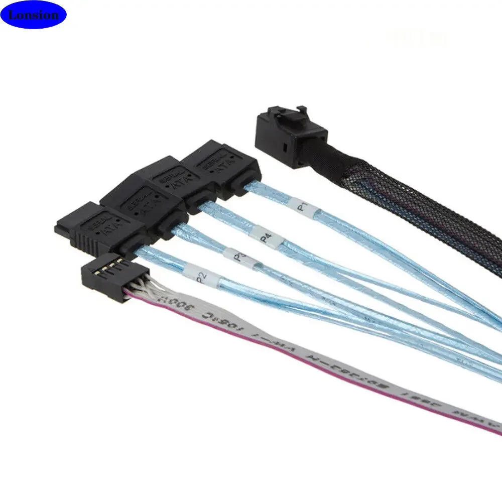 SFF-8643 SAS MINI HD ke 4 Port SATA 7P kabel untuk server