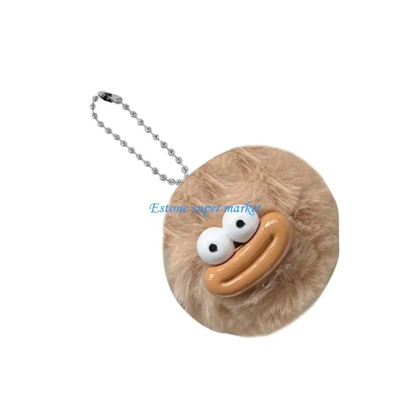 090B Colorful Sausage Mouth Pompoms Keychain Gift for Boyfriends Car Bag Keychain