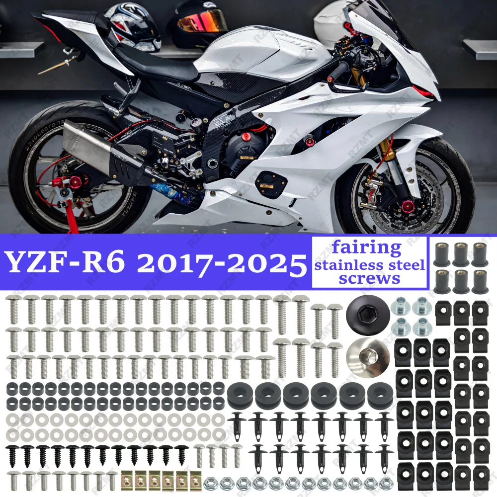 For YAMAHA YZF-R6 r6 2021 2022 2023 2024 2025 Fairing screws Motorcycle Bodywork stainless steel Bolts Kits Clips Fasteners Nuts