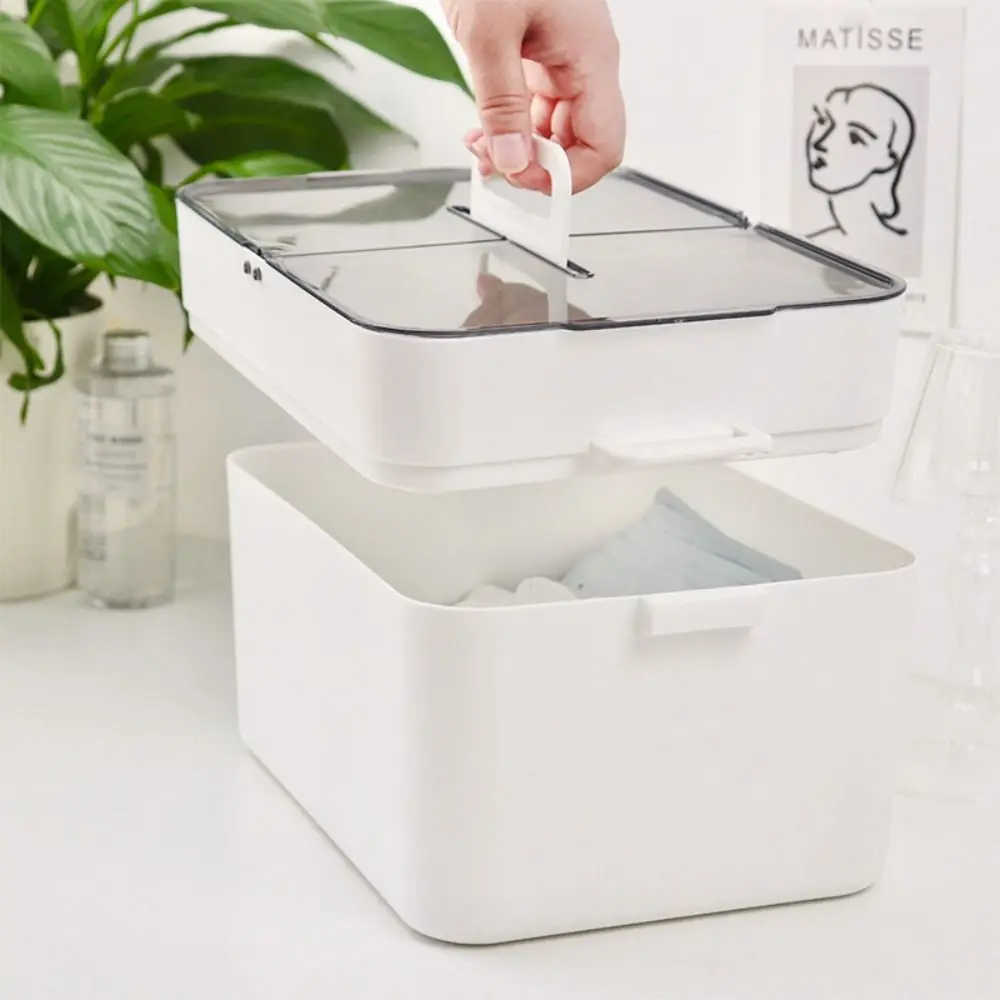 Double Layer Home Storage Box Plastic Dustproof Medicine Storage Container Moistureproof Large Capacity First Aid Box