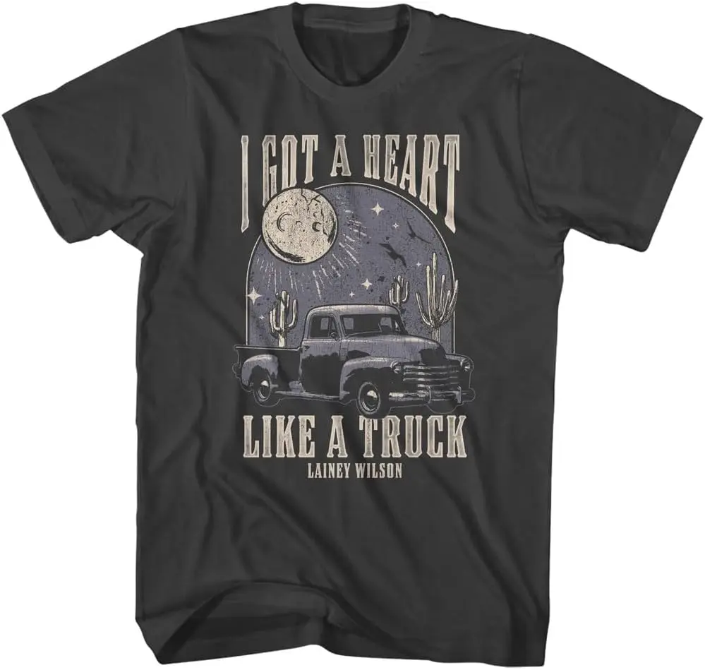 Lainey Wilson I Got Heart Like A Truck Adult Smoke Short Sleeve Country T Shirt Graphic Tees 100% Cotton Trendy Y2K Short-Sleeve