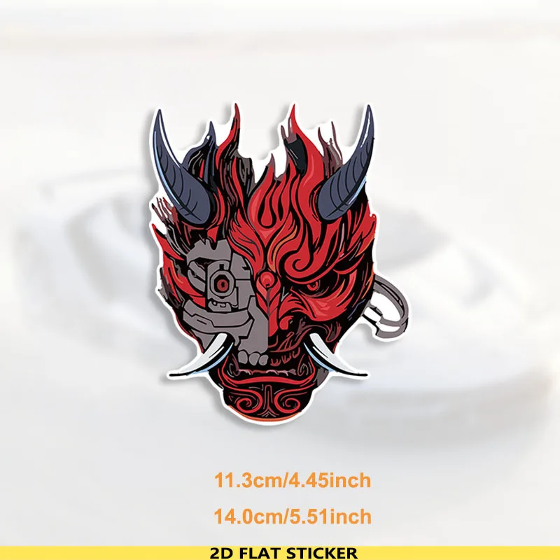 1PC Unique Cyber Oni Identity Decal, Distinctive Sticker for Adding a Blend of Tech and Tradition to Your Items