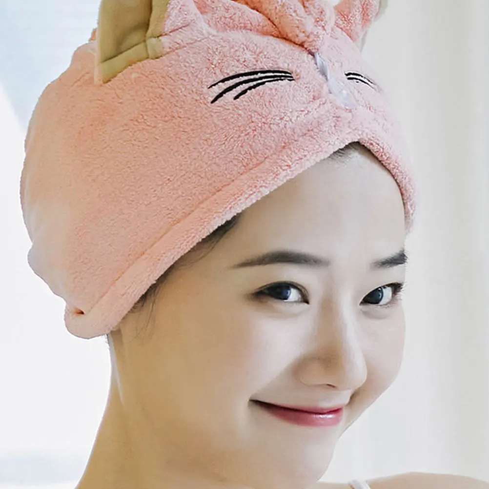 

Coral Fleece Dry Hair Hat Fast Absorbing Bath Cap Unisex Drying Travel Home Use Absorbent Towel Hat Drying
