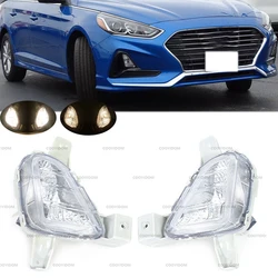 Front Bumper Left Right Fog Lamp With Halogen Bulb Daytime Running Lights For Hyundai SONATA 2018-2019 For Car Easy Installation