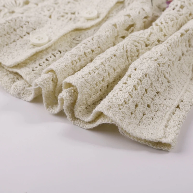 Cardigan d'été à manches courtes pour filles, t-shirt au Crochet, tricoté