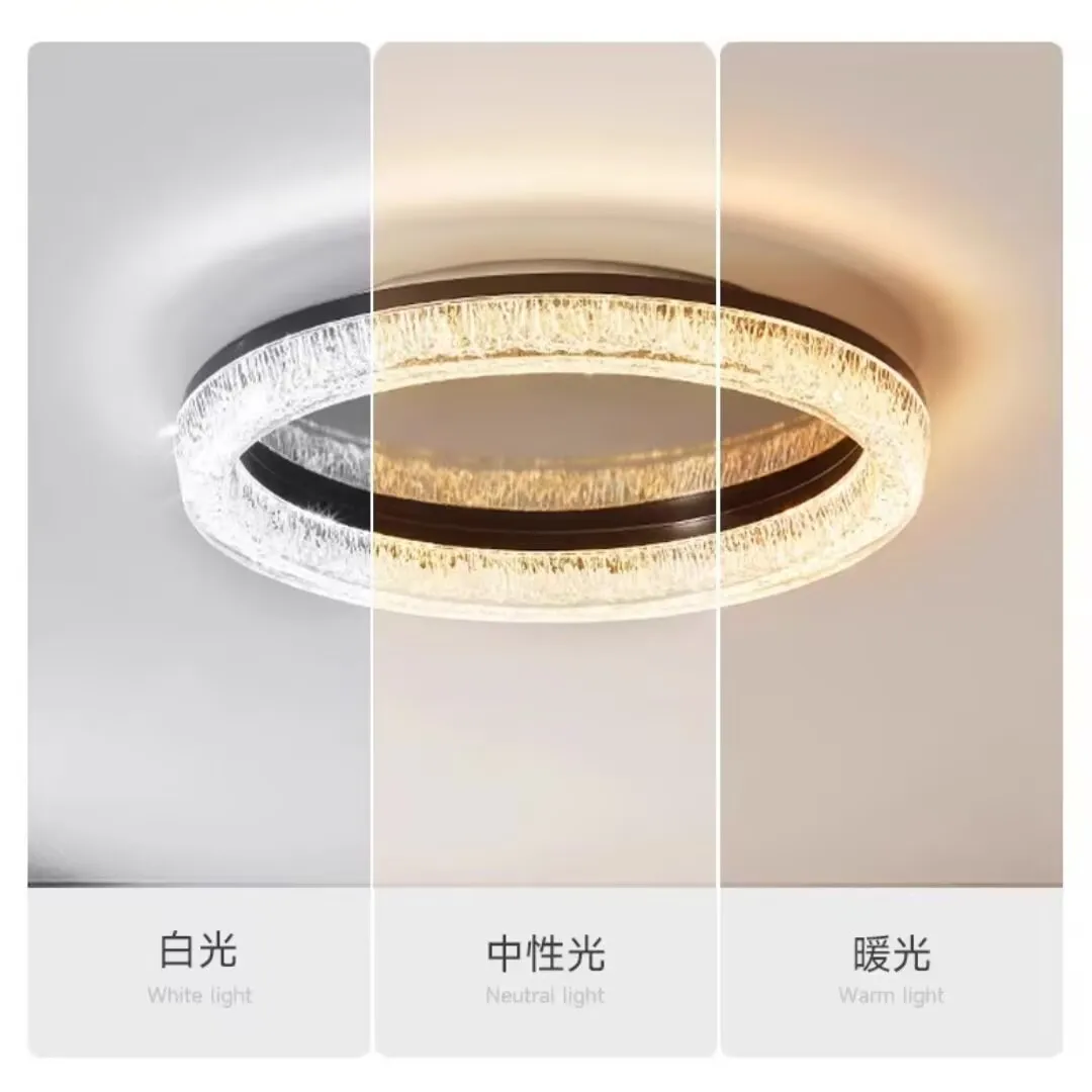 Personalized geometric circular ceiling lamp, luxurious style bedroom main light, household eye friendly high brightness lamp