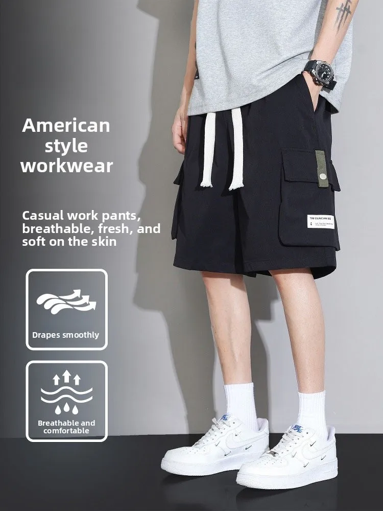 

Diluobird Men's Casual Workwear orts Summer Thin American Sle Five-Point Loose Straight Leg Casual Pants Breathable