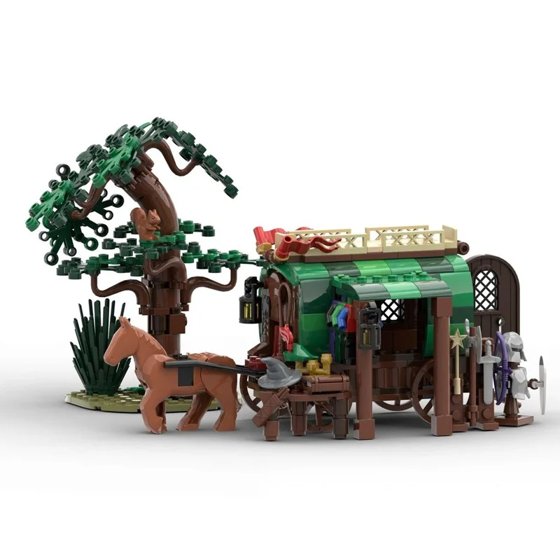 360 pièces MOC artefact médiéval marchand Mobile rideau Wagon bricolage modèle blocs de construction jouets d'anniversaire cadeau