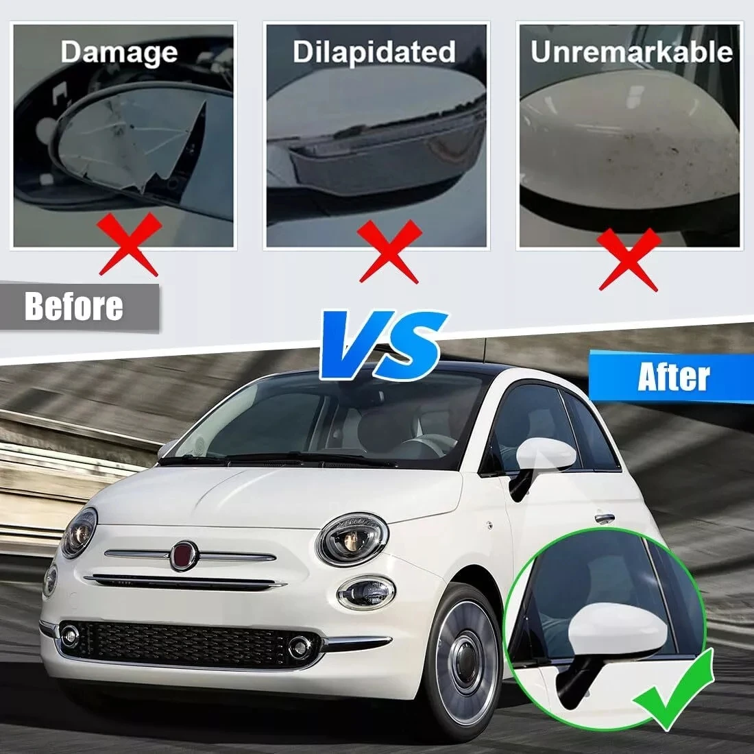 Car Side Wing Mirror Cover Caps Rearview Mirror Cover Shell Case Trim For Fiat 500 500c GRANDE PUNTO 595 ABARTH 695 2007-2021