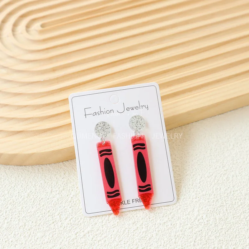 2026 Fashion Women Earrings Wholesale Back to School Teacher's Day Printing Acrylic Dangle Drop Earrings Women
