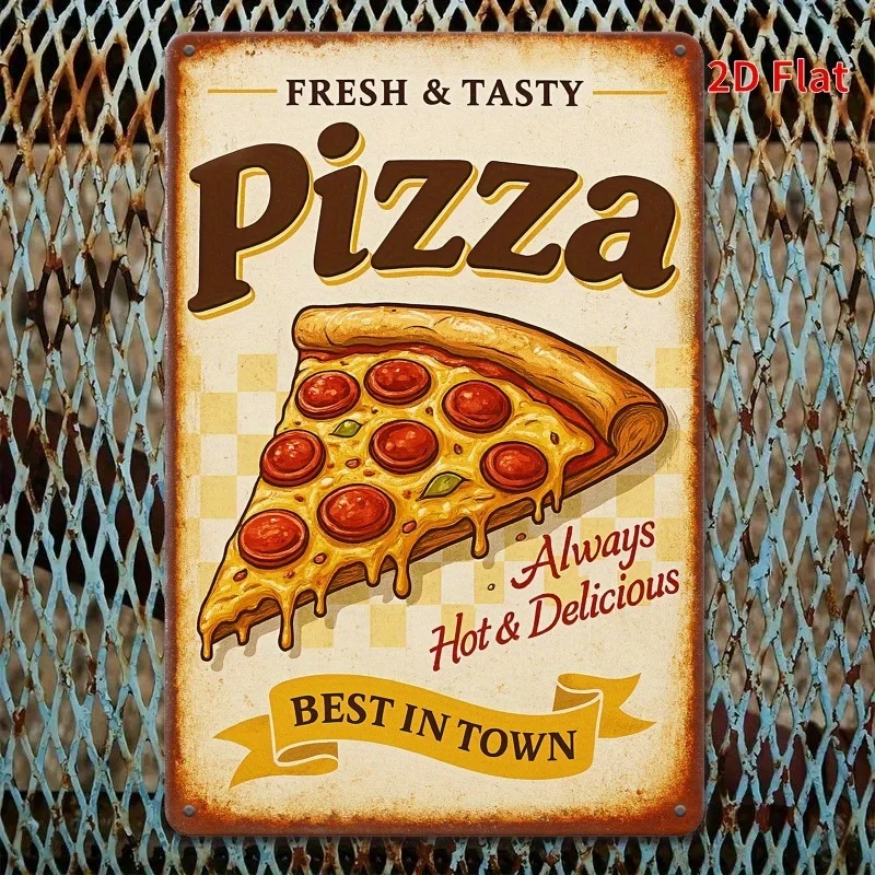 20x30 cm Vintage Pizza-Themen Metallschild Retro Italienisches Diner Wandplakette für Küche Café Garage