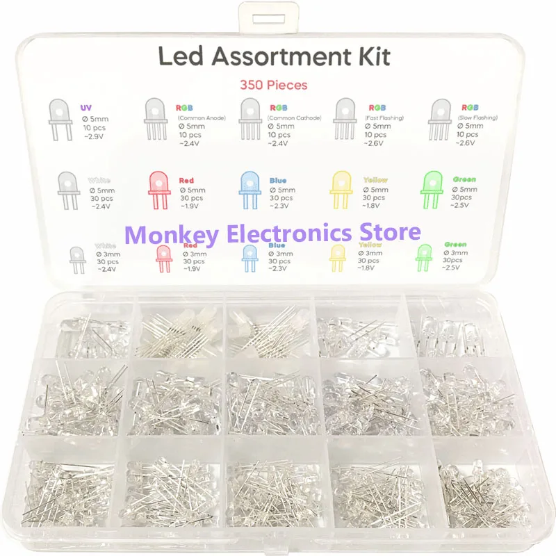 3/5Mm Led Transparante Mist Rgb Zeven Kleuren Full Color Common Kathode Common Kation Snel/Langzaam Flash Wit Rood Blauw Geel Groen