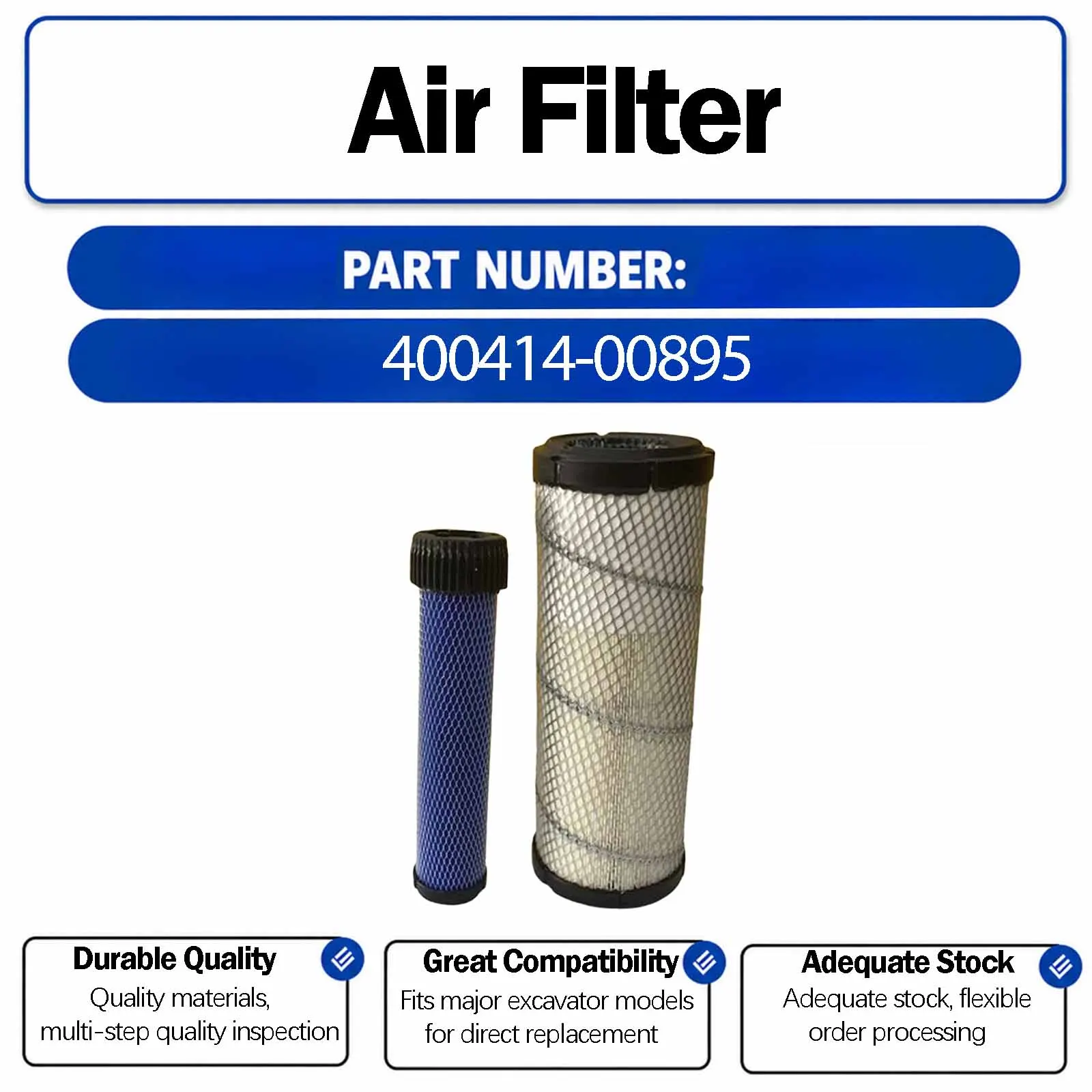 Air Filter CA-7075 For Doosan DX60W DX60-9W DX75W Wheeled Excavators