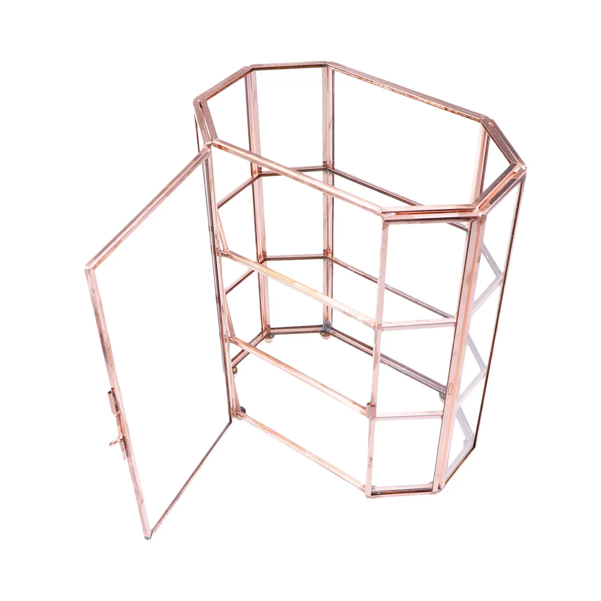 

Шкатулка для украшений в винтажном стиле, трехъярусная стеклянная подставка-витрина для хранения, подарок для женщин, органайзер для ювелирных изделий, контейнер