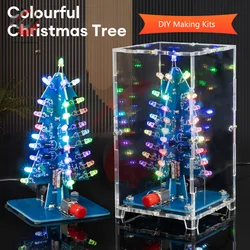 LED Colorful Christmas Tree DIY Kit LED Flash Circuit Soldering Practice DIY Set 3D Christmas Tree  Electronic Fun Set