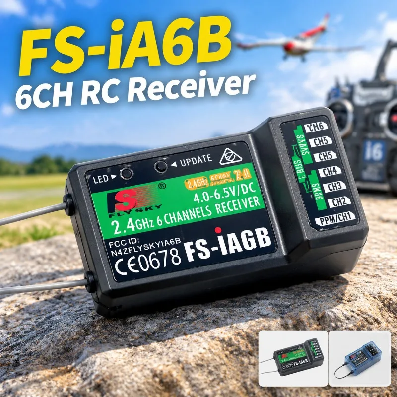 Flysky FS-iA6B 2.4G 6CH RC Receiver Dual Antenna PPM IBUS Output Compatible with FS-I6 I6S I6X Transmitter for RC Airplane