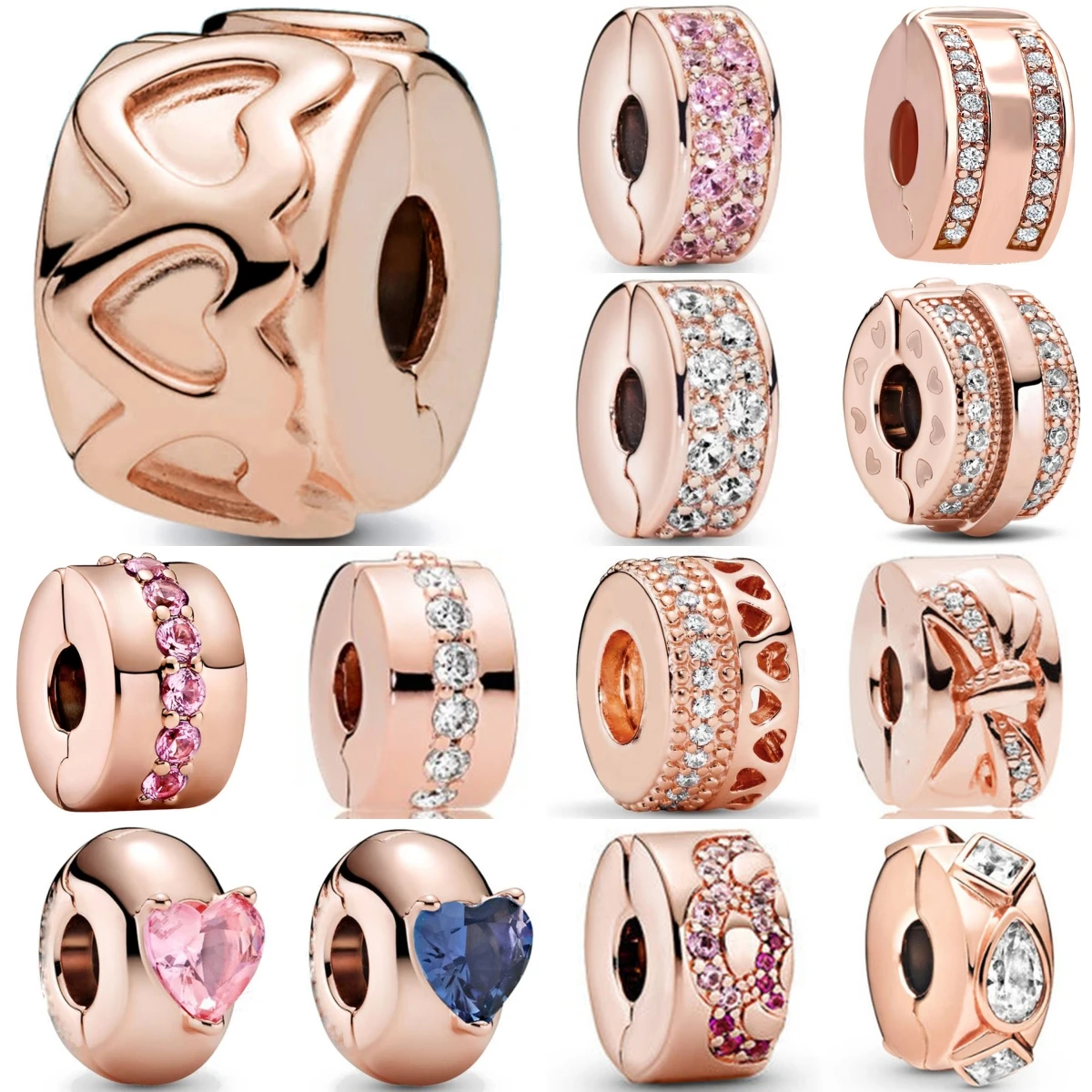 

New 925 Silver Blue Gemstone Circle Clip Suitable for European Original Bracelet DIY Accessories Women's Exquisite Jewelry