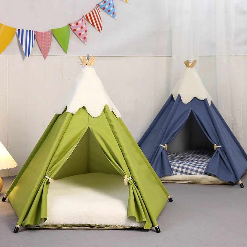 Imagem -04 - Tenda Teepee com Almofada de Pelúcia Grossa Cão Pequeno a Médio Elegante Macio Cama Aconchegante Portátil Lavável Interior Cachorro Casas