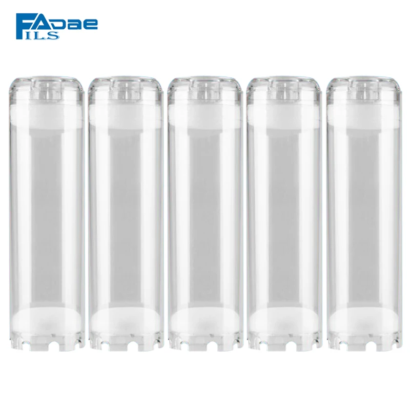 

5 PACK OF 10" Reusable Empty Clear Cartridge 2-3/4" OD x 10-Inch Transparent Water Filter Housing Various Media Refillable