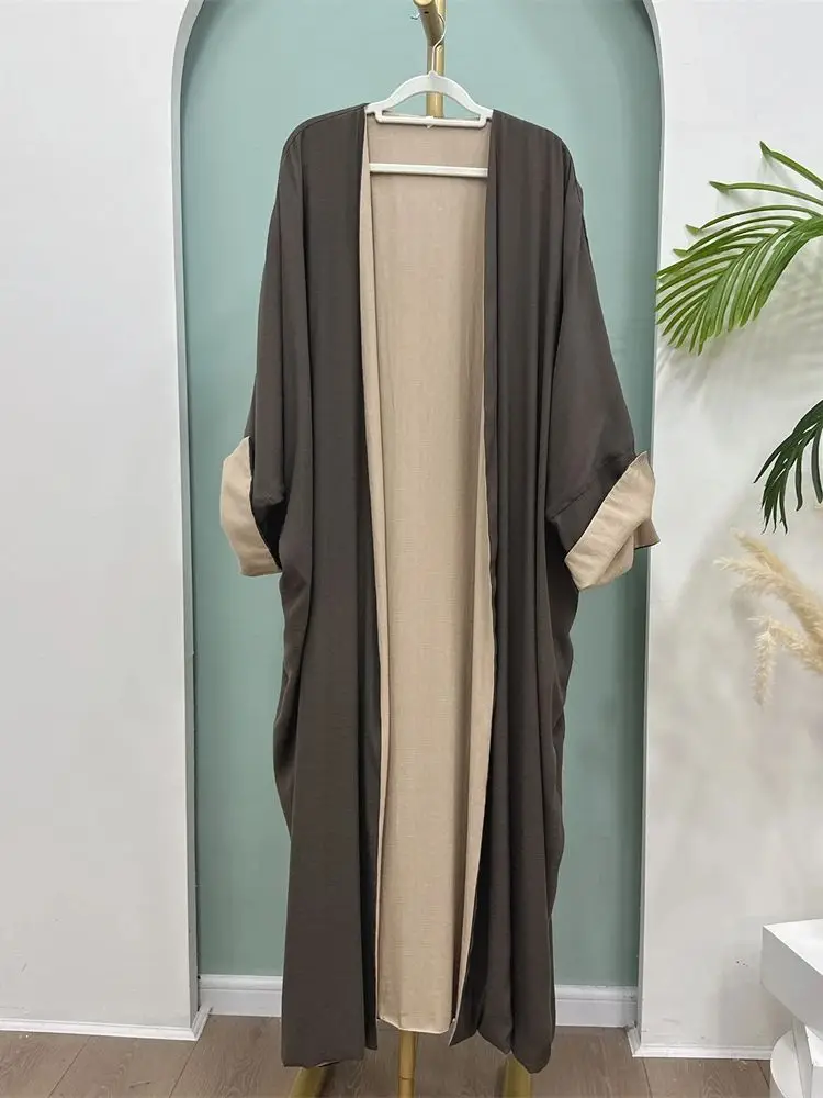 Eid Two-sided Modest Open Kimono Abaya Dubai 2024 Palestine Islam Muslim Kaftan Dress For Women Robe Caftan Marocain Femme