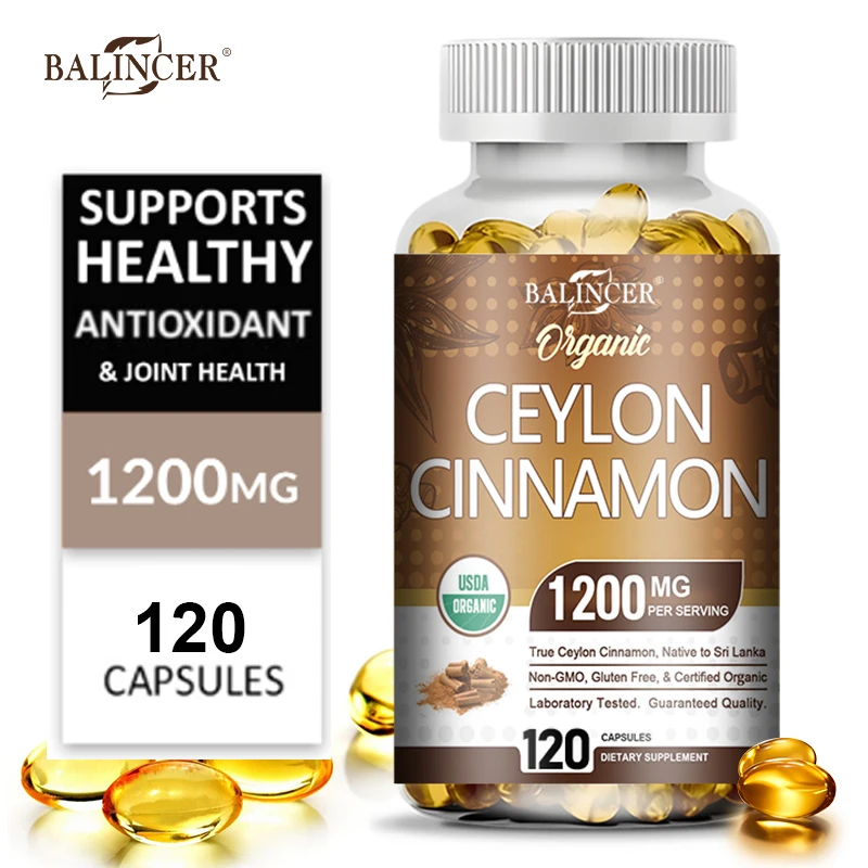 Organic Ceylon Cinnamon Supplement - Antioxidant, Immune System, Cardiovascular and Gastrointestinal Health, Non-GMO Gluten-Free