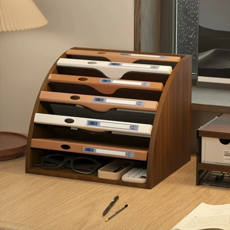 Wooden File Storage Racks Large Capacity Multifunctional A4 Document Organizer Holders Office Desk Stationery Storage Shelf