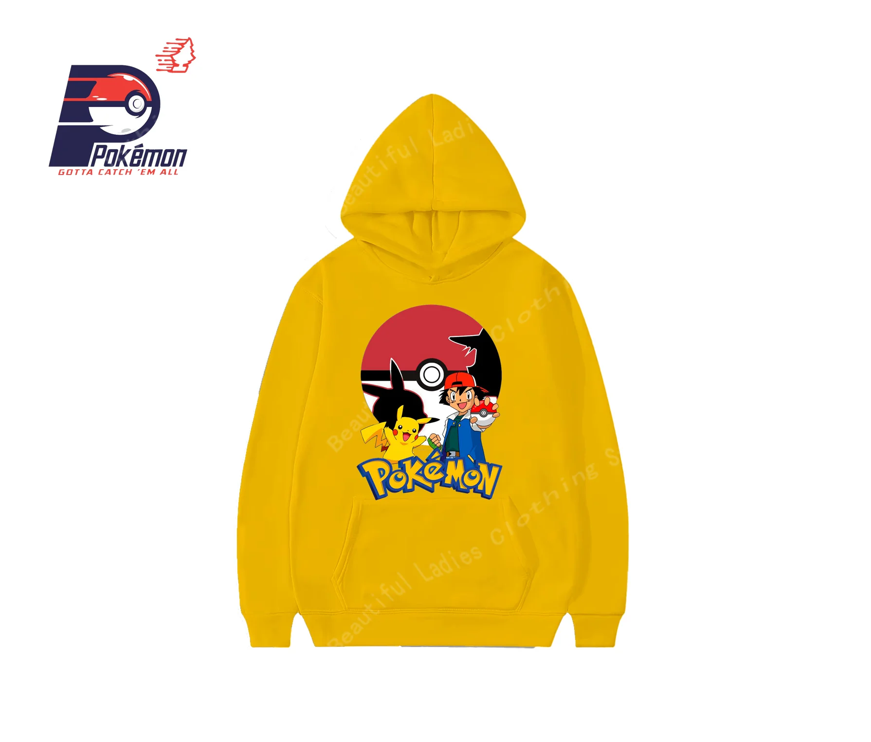 (MINISO) بوكيمون بيكاتشو لطيف طباعة خريف/شتاء جديد أزياء المرأة Crewneck هوديس السببية نمط مريح Y2K نمط هوديس