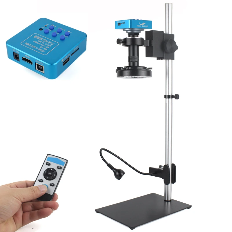 13MP 1080P HDMI USB Video Digital Microscope Camera 130X Zoom C Mount Lens Ultra high working distance For PCB Repair Soldering