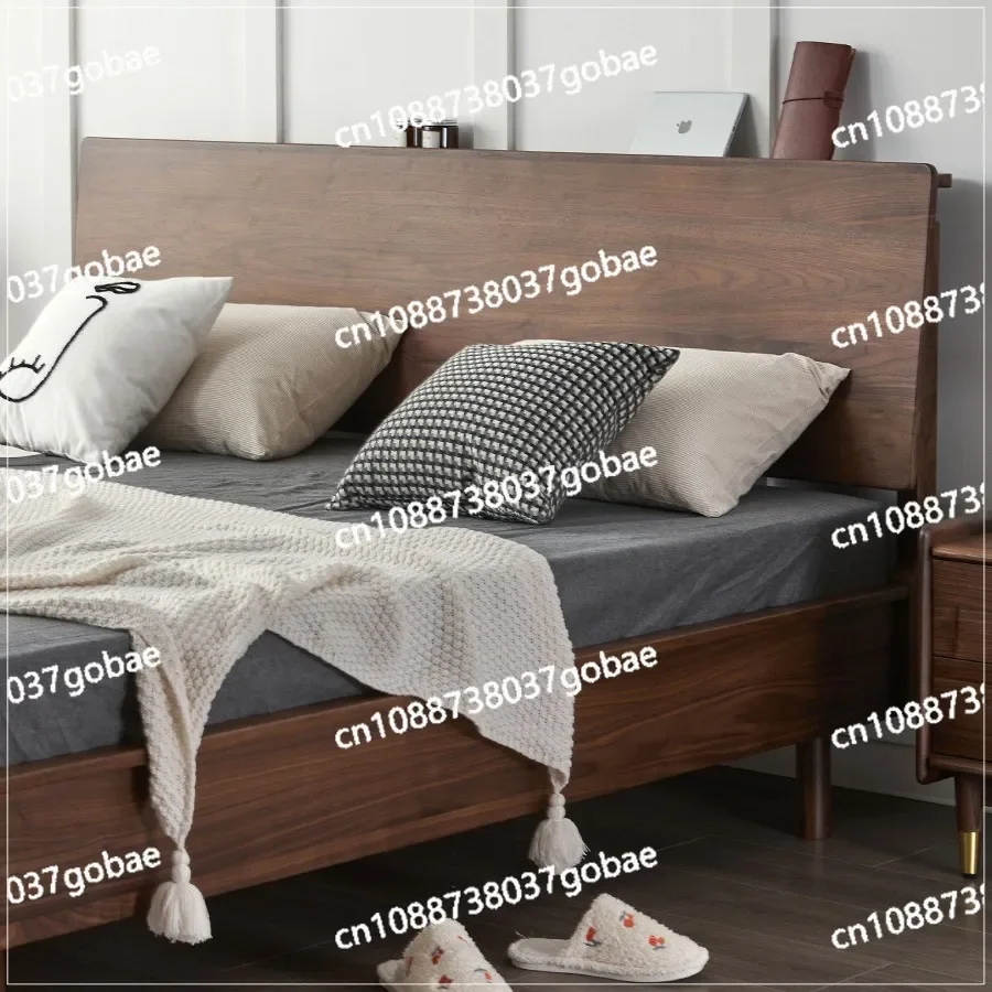 Solid Wood Double Bed, Modern Minimalist Cherry Wood Master Bedroom, Family Wedding Bed, Nordic 2-meter Bed