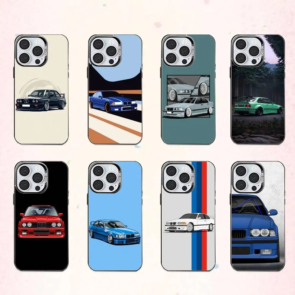 

DTM-M-M3 E36 O-Oldtimer Car Phone Case For iPhone17,16,15,14,13,12,11 Plus,Pro Max Colored Silver Plated Inside Cover