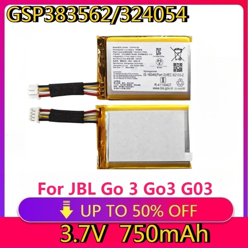 

New High quality replaceable324054 GSP383562 750mAh Speaker Battery For JBL Go 3 Go3 G03 Special Edition Bluetooth Audio Battery