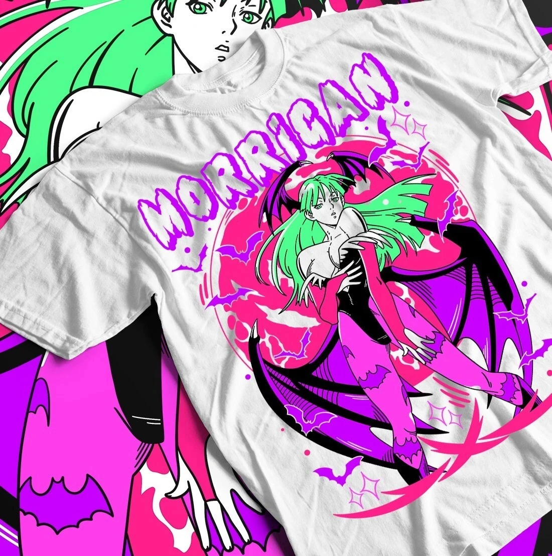 Camiseta de verano Morrigan Aensland, camiseta Darkstalkers, camiseta de regalo para chica Anime Waifu, camiseta de manga corta con cuello redondo para hombre