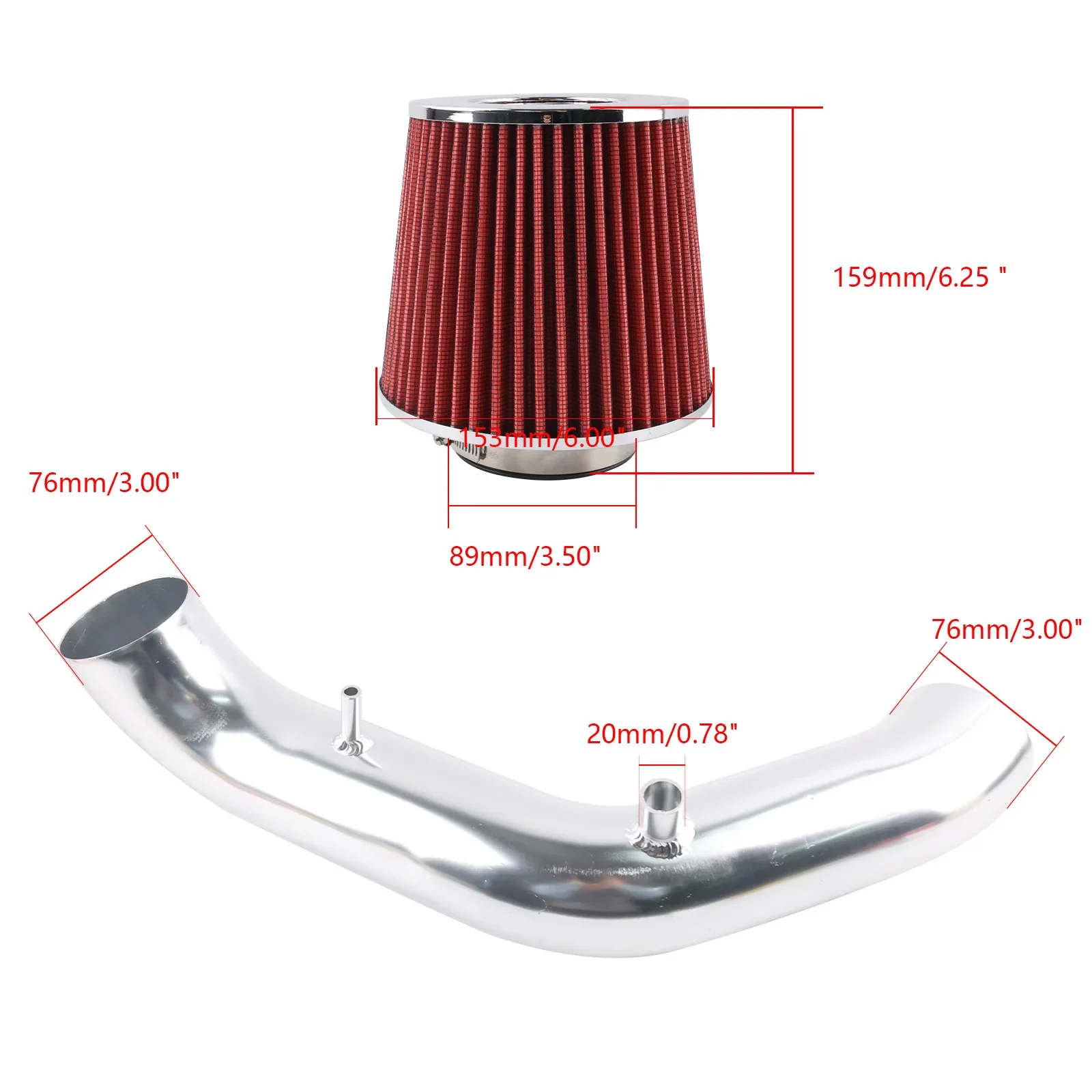 Silver Red Cold Short Ram Air Intake Pipe Kit + Filter For 2002-2006 Acura RSX BASE Model 2.0L Vtec Engine Air Intakes Parts