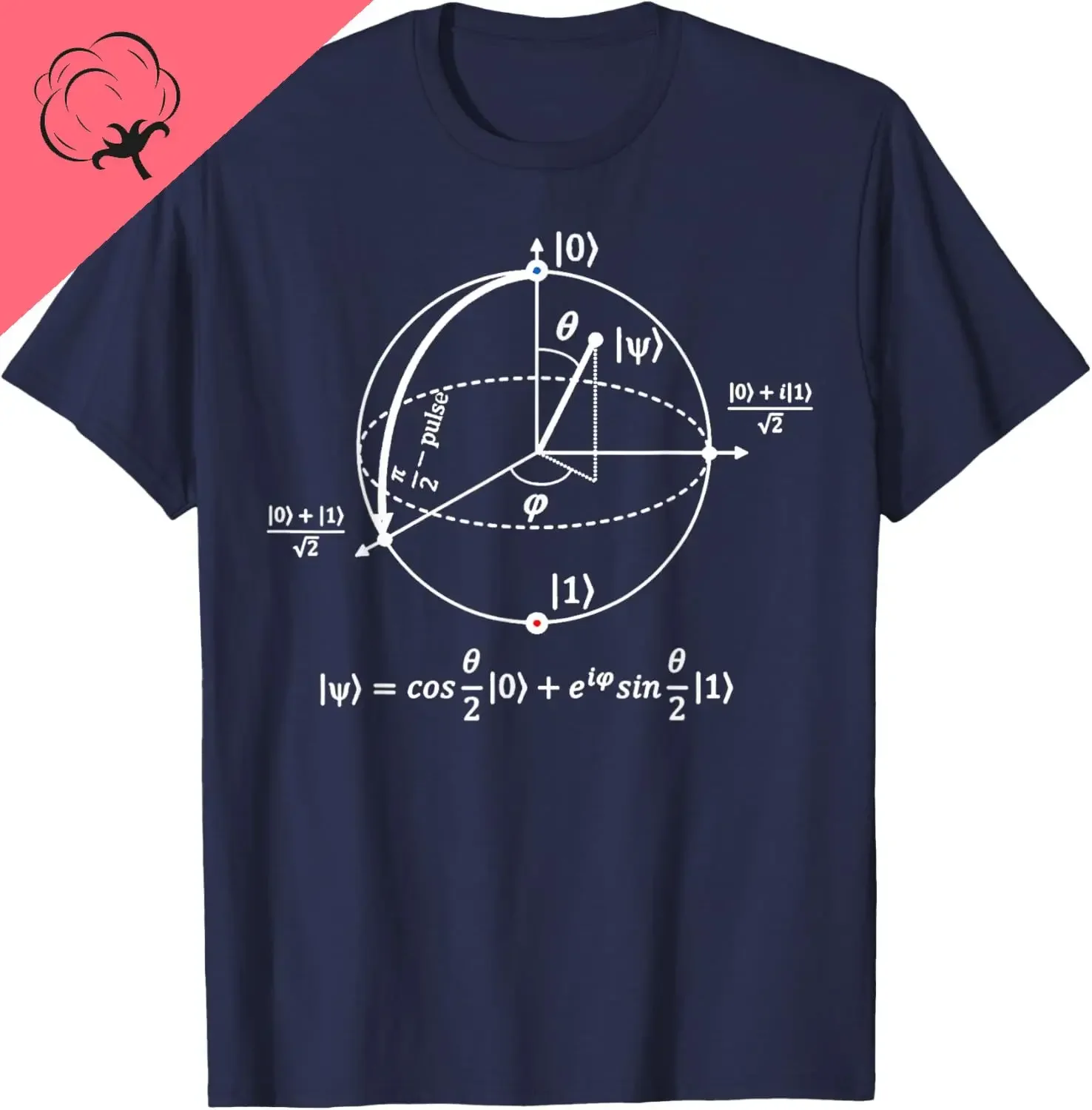 

Bloch Sphere Quantum Information Physics Science Graphic Tee Cotton Casual Short Sleeve T-Shirt Men