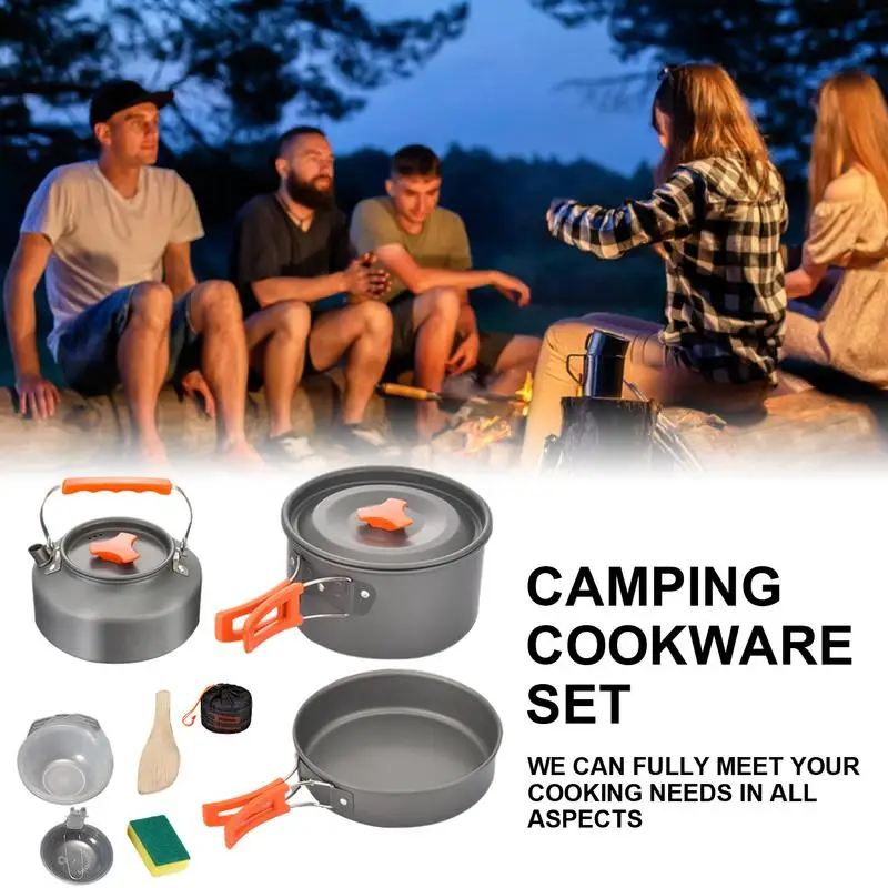 

Camping Cookware Set Camping Cooking Cookware Set Survival Gear Space-Saving Utensils For Backpacking Hiking Adventure RV Travel