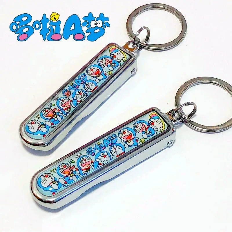 Doraemon Nail Clipper Keychain Flat Mouth Folding Portable Nail Clipper Household Carbon Steel Sharp Cartoon Backpack Pendant