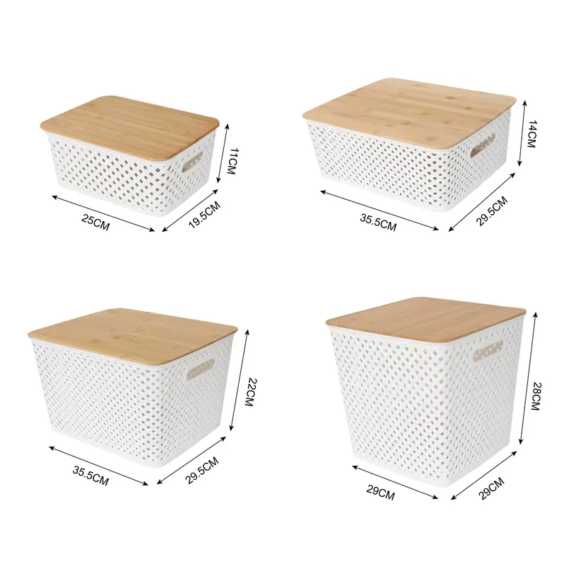Stackable Tabletop Storage Boxes Plastic Frame Baskets for Kitchen Bathroom Organization and Clutter Free Home Space Saving