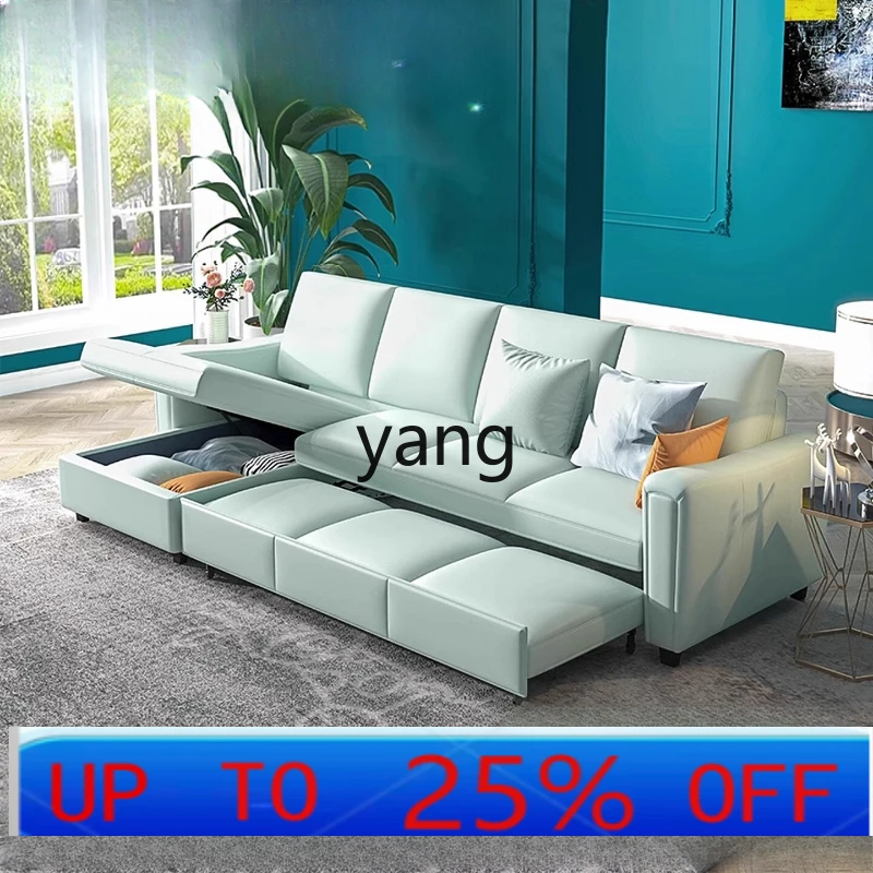 

LH leather sofa bed multi-functional modern simple small apartment living room first layer cowhide combination