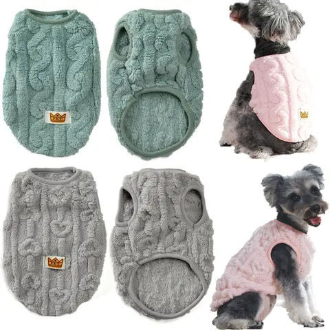 Fleece warm hondendoek mouwloos zacht gezellig pluche vest puppy winter overall voor klein middelgroot huisdier sweatshirt voor hond en kat