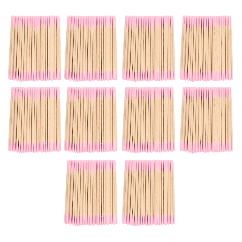 10 Bags Dual-End Pointed Double Pointed Cotton Swabs Wooden Stick Body Precision Tip Cleaning Swabs Manicure Cotton Stick