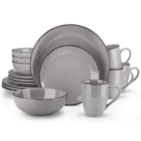 vancasso Grey 16/32 Piece Ceramic Stoneware Dinnerware Set with Dinner Plate/Dessert Plate/800ml Bowl/Mug Tableware Set