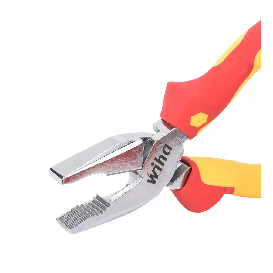 WIHA 26711 VDE-Tested Insulated Combination Plier 1000v with Cutting Edge 200mm Dynamic Joint Gripping Cutters Electrical Plier